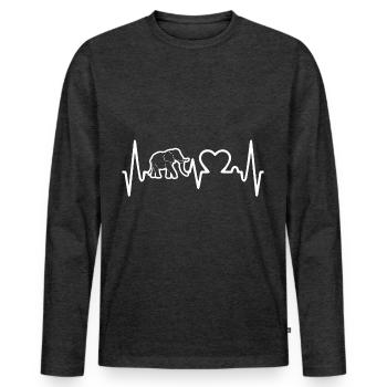Dickhäuter Rüsseltier Herzschlag Elefant - Männer Premium Bio Langarmshirt - Anthrazit meliert - Vorne - Nico (187cm)