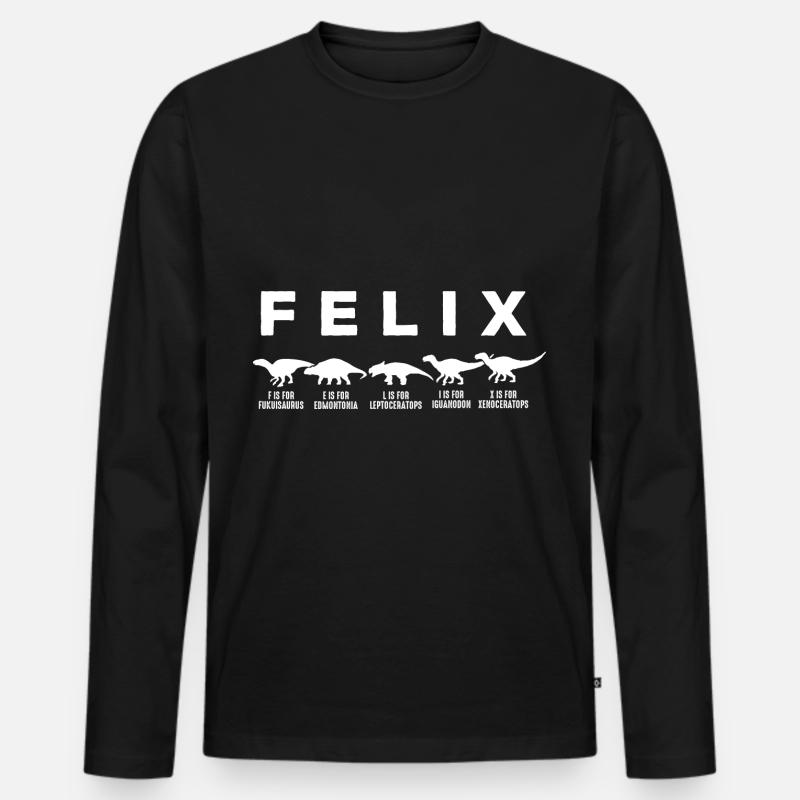 FELIX Cooler Dino Name Dinosaurier - Männer Premium Bio Langarmshirt - Schwarz