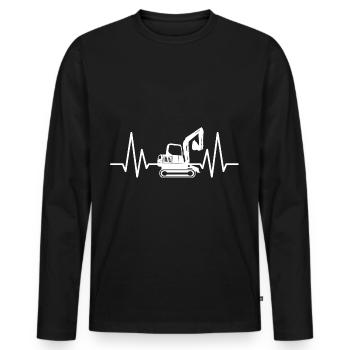 Excavator Operator Machine Operator Heartbeat Excavator - Men's Premium Organic Long Sleeve Shirt - black - Front - Nico (187cm)