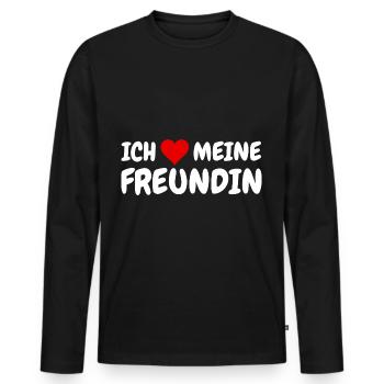 Ich Liebe Mein Freundin I Love My Girlfriend - Men's Premium Organic Long Sleeve Shirt - black - Front - Nico (187cm)