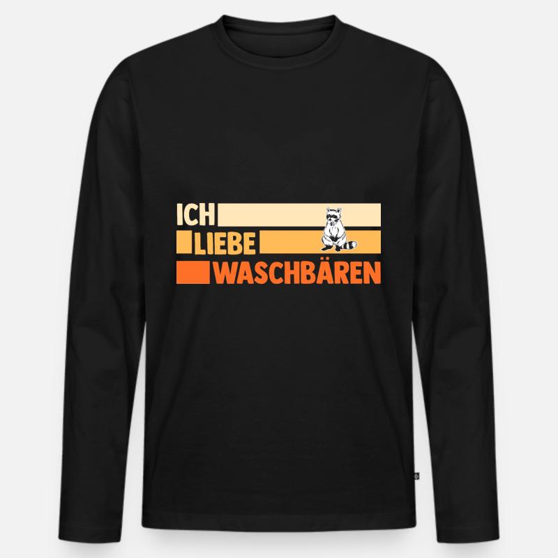 Tiermotiv Waschbär - Männer Premium Bio Langarmshirt - Schwarz