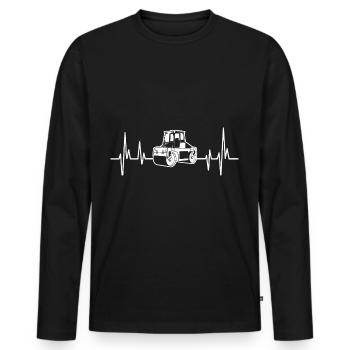 Roller Heartbeat Road Roller ECG Road Construction - Men's Premium Organic Long Sleeve Shirt - black - Front - Nico (187cm)