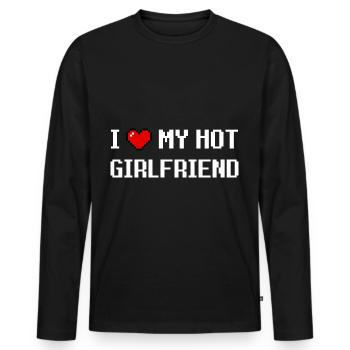I Love My Hot Girlfriend Gamergirl Online Zocker - Men's Premium Organic Long Sleeve Shirt - black - Front - Nico (187cm)