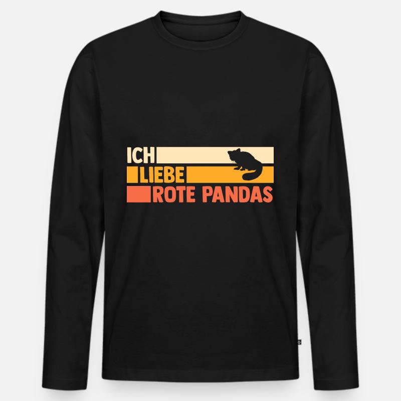 Roter Panda - Männer Premium Bio Langarmshirt - Schwarz