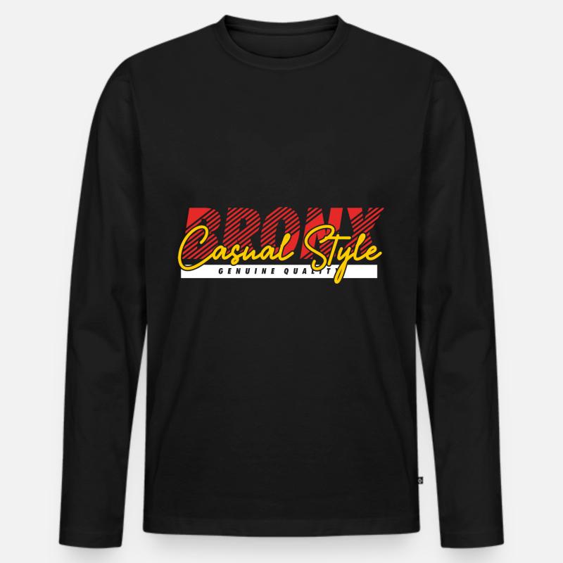 Bronx Casual Style - Männer Premium Bio Langarmshirt - Schwarz