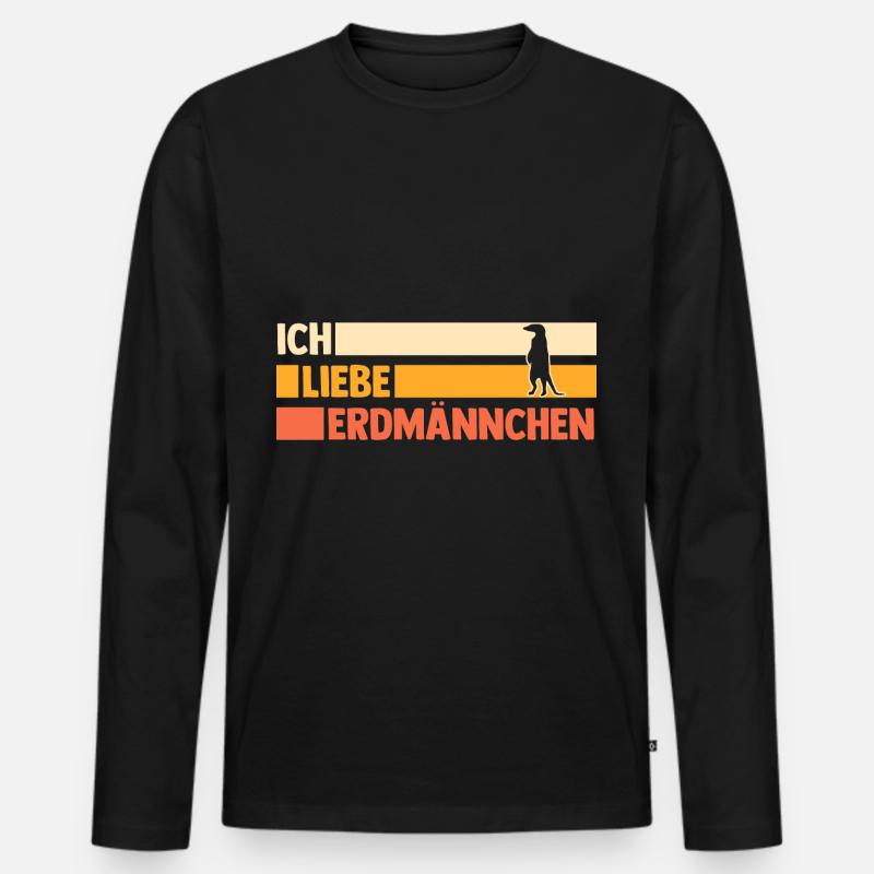Erdmännchen - Männer Premium Bio Langarmshirt - Schwarz