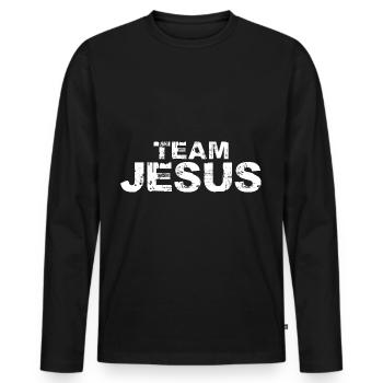 Jesus Team - T-shirt manches longues Premium bio Homme - noir - Devant - Nico (187cm)