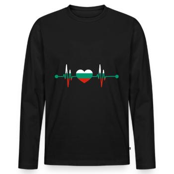 Heartbeat Balkans Bulgaria Bulgaria - Men's Premium Organic Long Sleeve Shirt - black - Front - Nico (187cm)