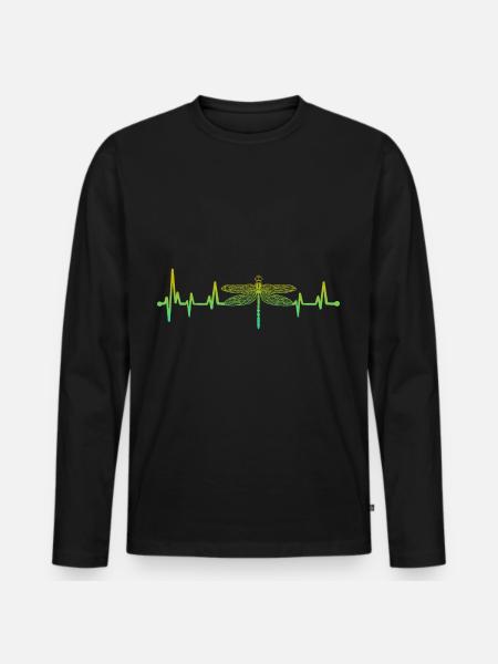 Herzschlag Libelle Libellen Dragonfly - Männer Premium Bio Langarmshirt - Schwarz