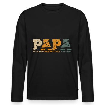 Papa Ehemann Beschützer Held - Männer Premium Bio Langarmshirt - Schwarz - Vorne - Nico (187cm)