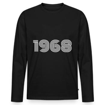1968 - T-shirt manches longues Premium bio Homme - noir - Devant - Nico (187cm)