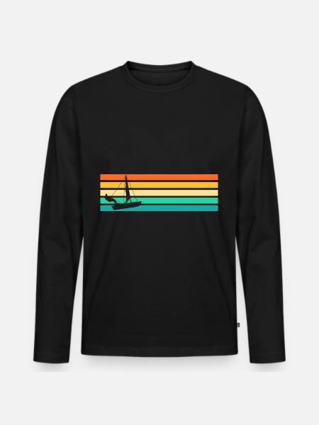 Sailboat Retro Sailor Sailing - Men's Premium Organic Long Sleeve Shirt - black