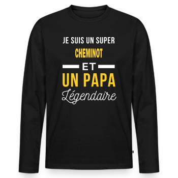 je suis un un papa Légendaire CHEMINOT cadeau - T-shirt manches longues Premium bio Homme - noir - Devant - Nico (187cm)