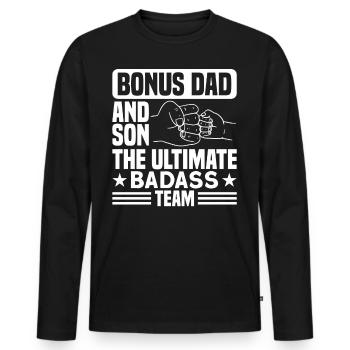 Stepfather Bonus Papa Bonus Father Gift - Men's Premium Organic Long Sleeve Shirt - black - Front - Nico (187cm)