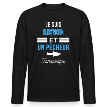 je suis pêcheur Fantastique ELECTRICIEN citation - T-shirt manches longues Premium bio Homme - noir - Devant - Nico (187cm)