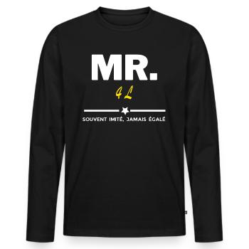 MR souvent imité jamais égalé 4 L - T-shirt manches longues Premium bio Homme - noir - Devant - Nico (187cm)