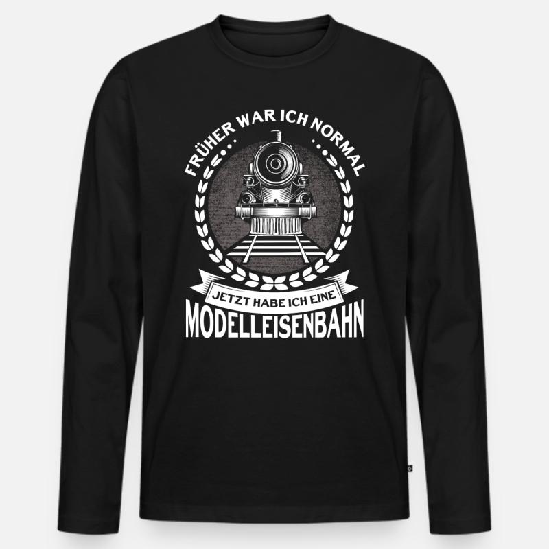 Modellbauer Modellbahn Modelleisenbahn Geschenk - Männer Premium Bio Langarmshirt - Schwarz