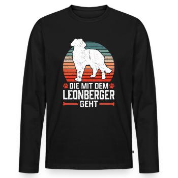 Die mit dem Leonberger geht Leonberg Hund - Männer Premium Bio Langarmshirt - Schwarz - Vorne - Nico (187cm)