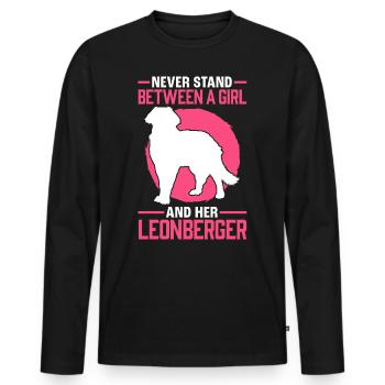 Mädchen mit ihrem Leonberger Leonberg Hund - Männer Premium Bio Langarmshirt - Schwarz - Vorne - Nico (187cm)