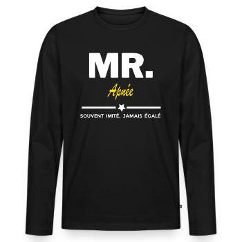 MR souvent imité jamais égalé Apnée - T-shirt manches longues Premium bio Homme - noir - Devant - Nico (187cm)