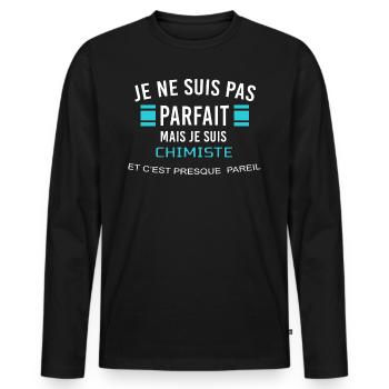 je ne suis pas parfait CHIMISTE - T-shirt manches longues Premium bio Homme - noir - Devant - Nico (187cm)
