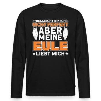 Eulen Liebhaber Eulen Eule Geschenk - Männer Premium Bio Langarmshirt - Schwarz - Vorne - Nico (187cm)