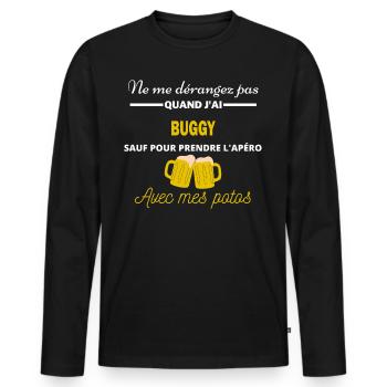 Ne me dérangez pas QUAND J ai l apéro buggy - T-shirt manches longues Premium bio Homme - noir - Devant - Nico (187cm)