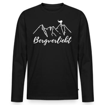 Bergverliebt - Männer Premium Bio Langarmshirt - Schwarz - Vorne - Nico (187cm)
