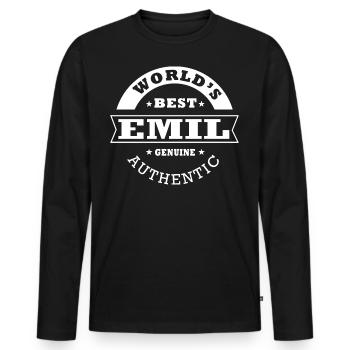 Cadeau Emil personnalisé prénom emil - T-shirt manches longues Premium bio Homme - noir - Devant - Nico (187cm)