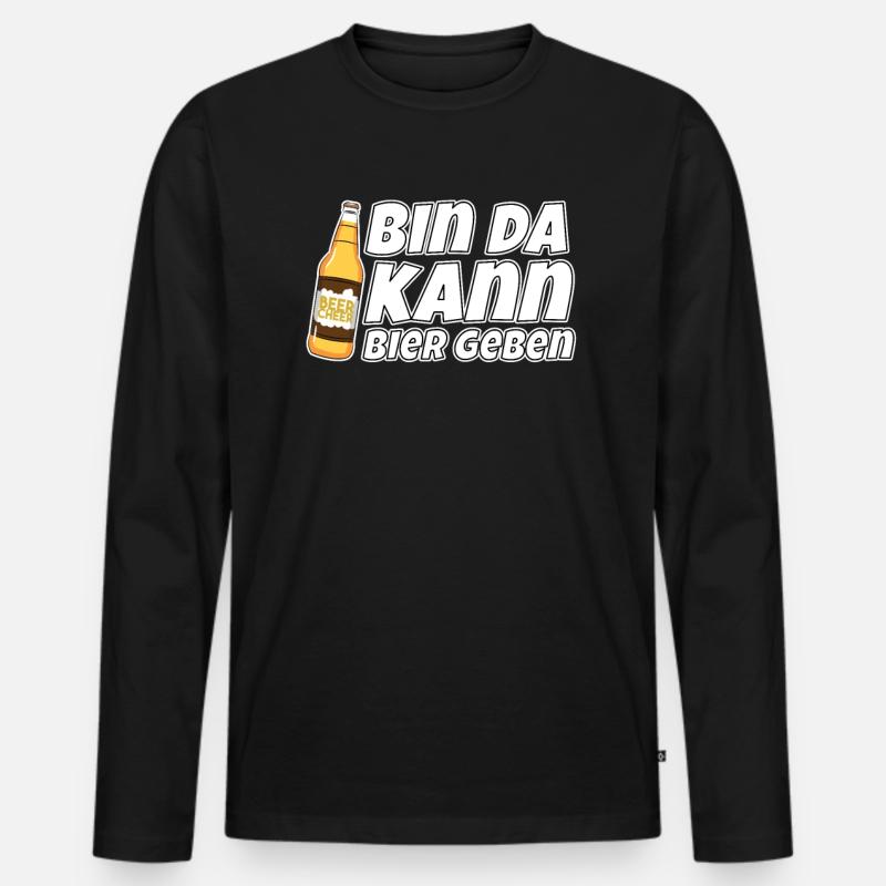 Bin da kann Bier geben - Männer Premium Bio Langarmshirt - Schwarz
