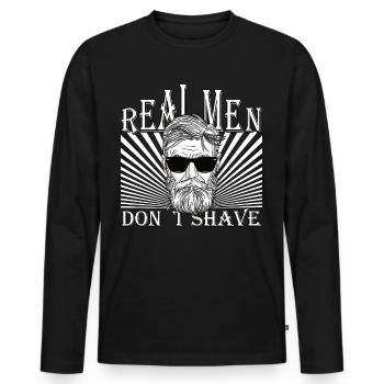 Real men don´t shave Bart Hip Oberlippenbart - Männer Premium Bio Langarmshirt - Schwarz - Vorne - Nico (187cm)