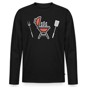 Grill Icon GrillIng Season - Men's Premium Organic Long Sleeve Shirt - black - Front - Nico (187cm)