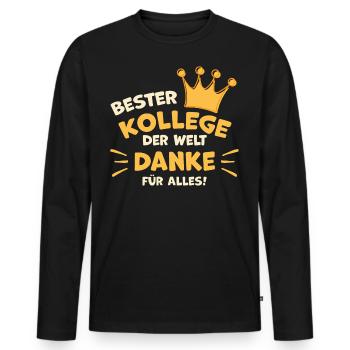 Bester Kollege Abschiedsgeschenk Arbeitskollege - Männer Premium Bio Langarmshirt - Schwarz - Vorne - Nico (187cm)