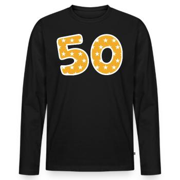 Fifty - Men's Premium Organic Long Sleeve Shirt - black - Front - Nico (187cm)