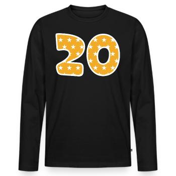 Numéro 20 - T-shirt manches longues Premium bio Homme - noir - Devant - Nico (187cm)