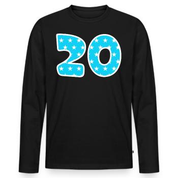 Numéro 20 - T-shirt manches longues Premium bio Homme - noir - Devant - Nico (187cm)