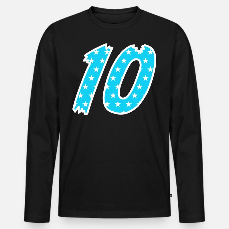 Zahl 10 - Männer Premium Bio Langarmshirt - Schwarz