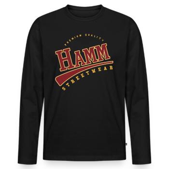 Hamm Allemagne College High School Style - T-shirt manches longues Premium bio Homme - noir - Devant - Nico (187cm)