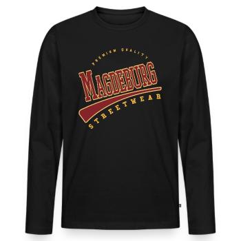 Magdeburg Allemagne College High School Style - T-shirt manches longues Premium bio Homme - noir - Devant - Nico (187cm)
