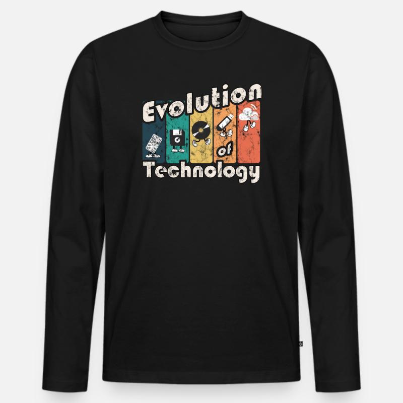 Evolution of Technology - Männer Premium Bio Langarmshirt - Schwarz
