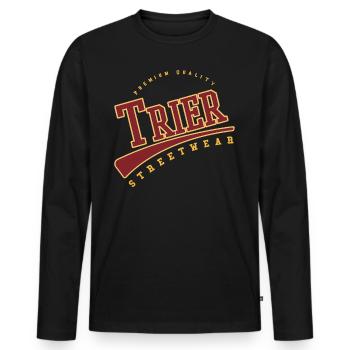 Trèves Allemagne College High School Style - T-shirt manches longues Premium bio Homme - noir - Devant - Nico (187cm)