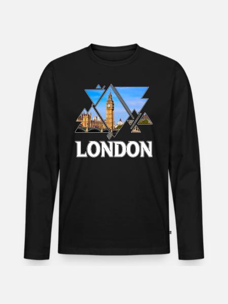 London England UK City Skyline Home Love - Men's Premium Organic Long Sleeve Shirt - black