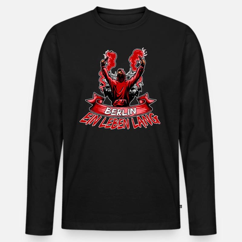 Berlin ein Leben lang - Männer Premium Bio Langarmshirt - Schwarz