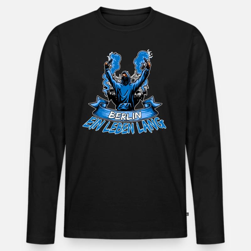 Berlin 2 ein Leben lang - Männer Premium Bio Langarmshirt - Schwarz