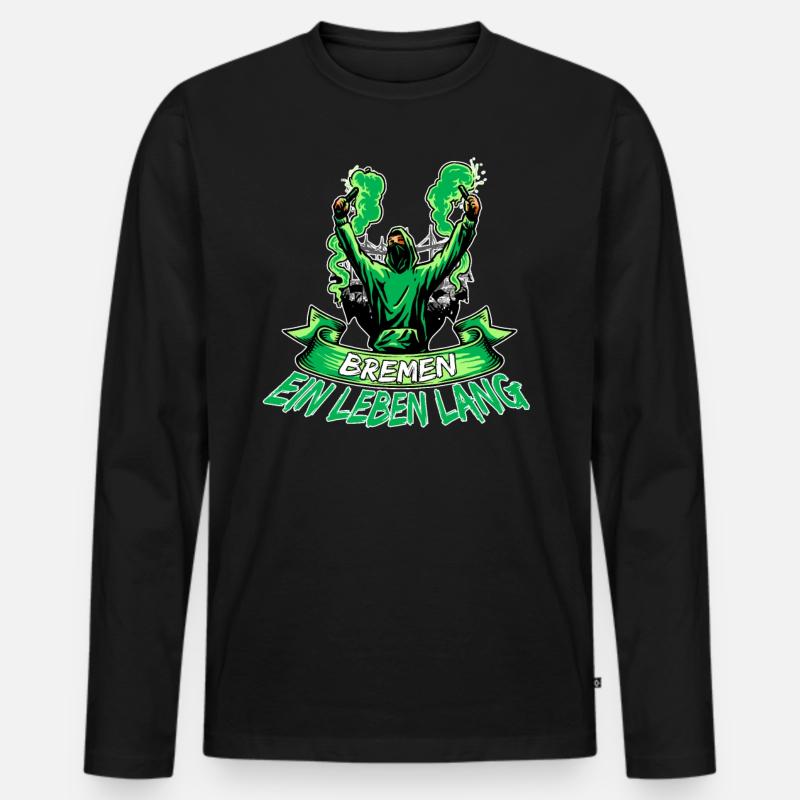 Bremen ein Leben lang - Männer Premium Bio Langarmshirt - Schwarz