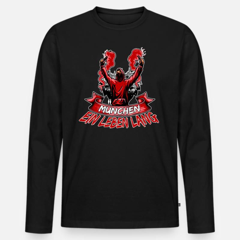 München ein Leben lang - Männer Premium Bio Langarmshirt - Schwarz