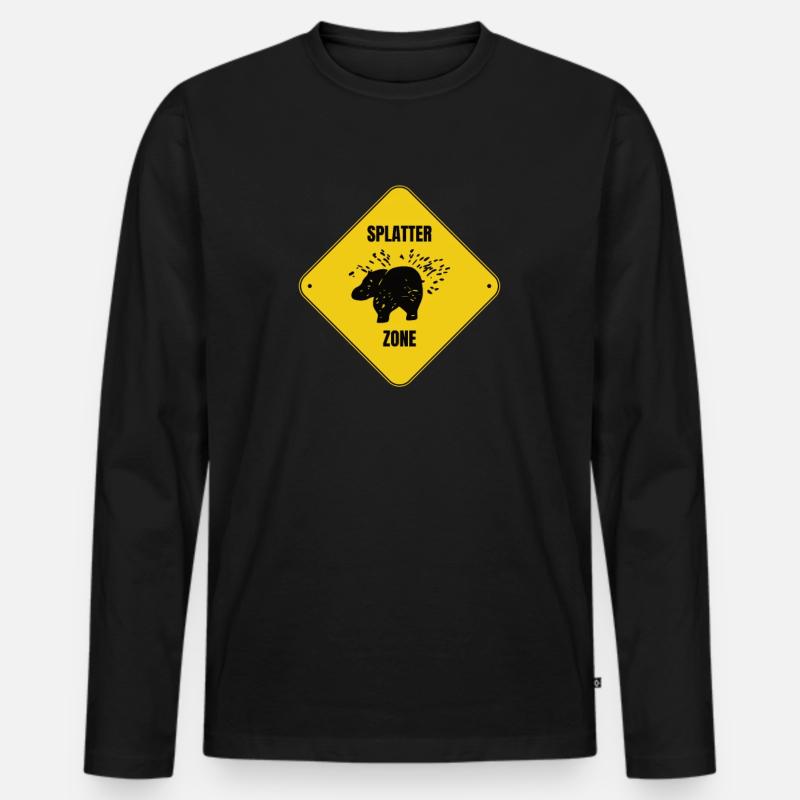 Nilpferd Splatter Zone - Männer Premium Bio Langarmshirt - Schwarz