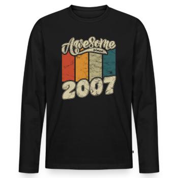 2007 Anniversaire génial depuis Retro - T-shirt manches longues Premium bio Homme - noir - Devant - Nico (187cm)