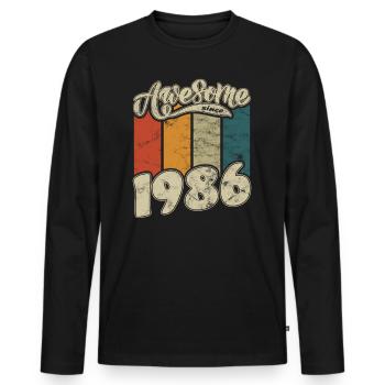 1986 Anniversaire génial depuis Retro - T-shirt manches longues Premium bio Homme - noir - Devant - Nico (187cm)