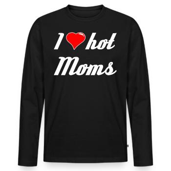 J’aime les mamans chaudes J’aime les mamans les hommes les papas - T-shirt manches longues Premium bio Homme - noir - Devant - Nico (187cm)